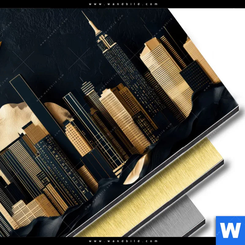 Aluminiumbild gebürstet | Golden City Dreams | Rund