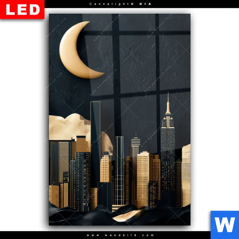 Wechselmotiv Acrylglas Canvalight® DIA | Golden City Dreams | Hochformat