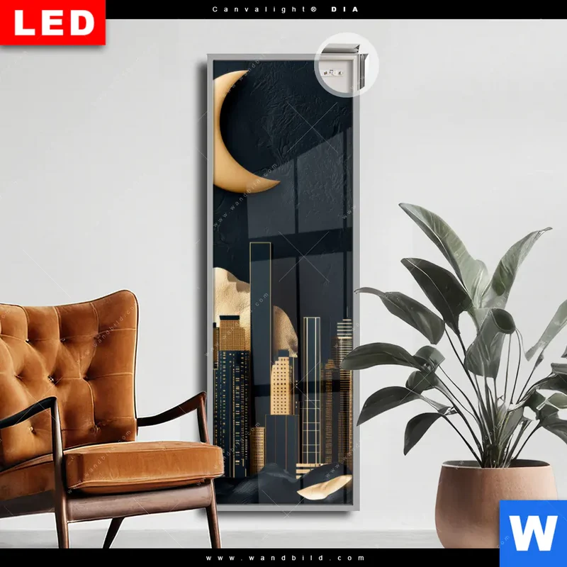 Leuchtbild Acrylglas Canvalight® DIA | Golden City Dreams | Schmal