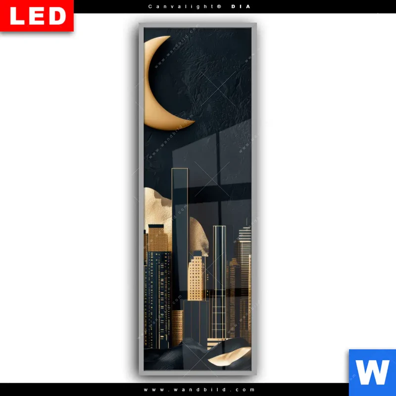 Leuchtbild Acrylglas Canvalight® DIA | Golden City Dreams | Schmal