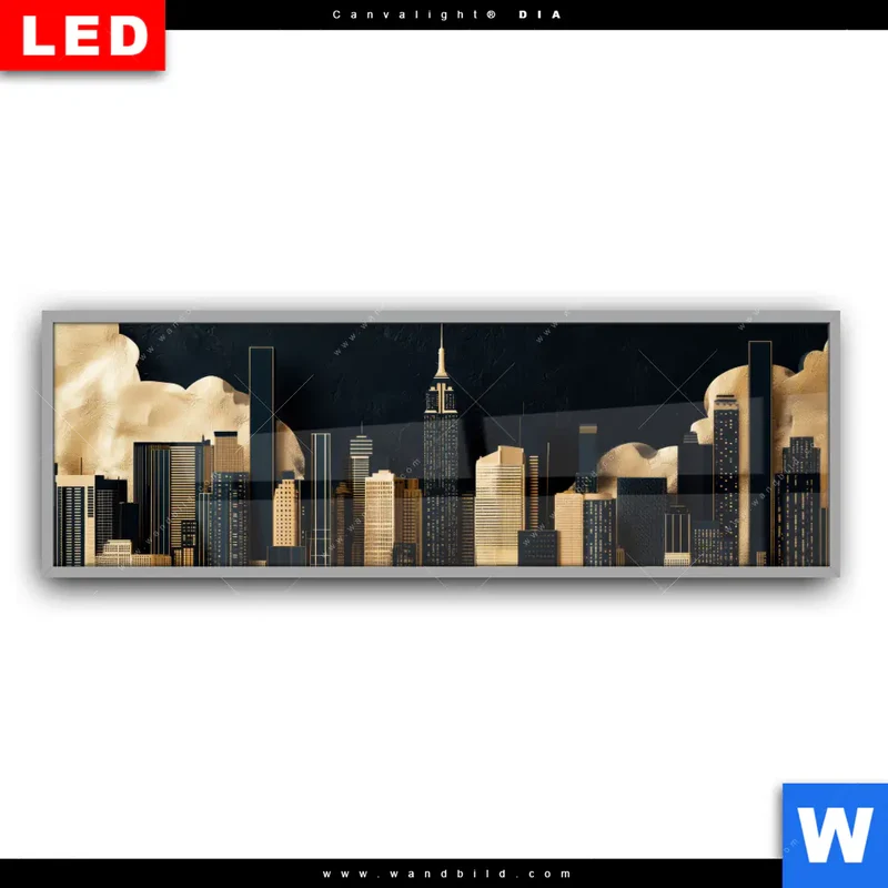Leuchtbild Acrylglas Canvalight® DIA | Golden City Dreams | Panorama