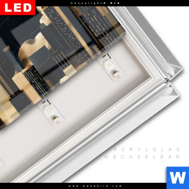 Leuchtbild Acrylglas Canvalight® DIA | Golden City Dreams | Panorama