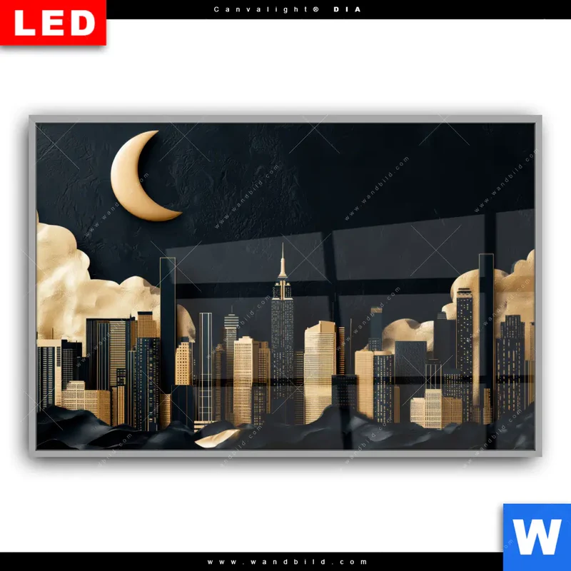 Leuchtbild Acrylglas Canvalight® DIA | Golden City Dreams | Querformat