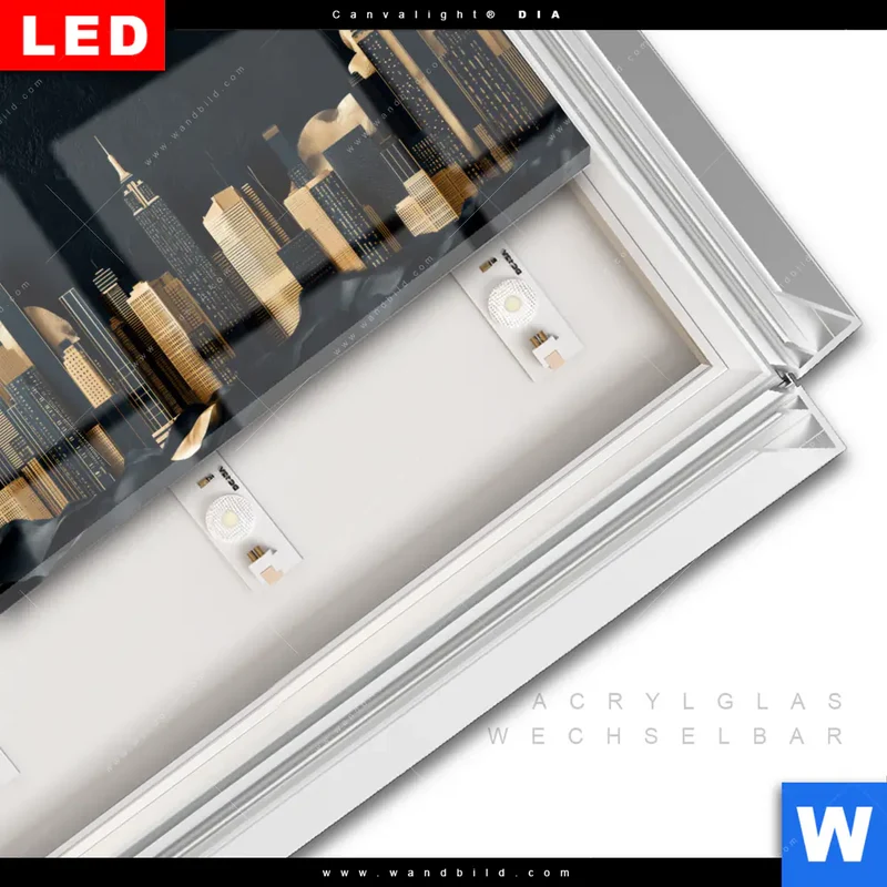 Leuchtbild Acrylglas Canvalight® DIA | Golden City Dreams | Querformat
