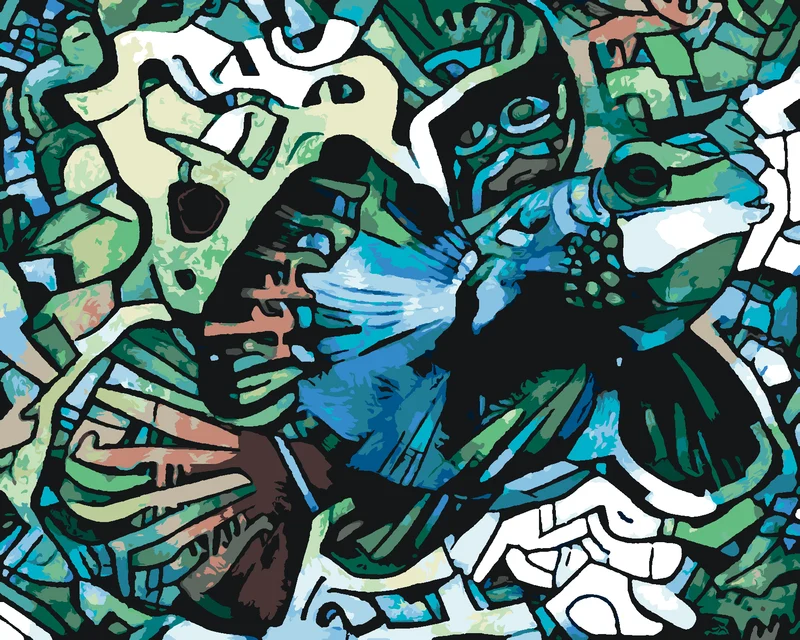 Diamond painting - GRAFFITI FISCH GRÜN