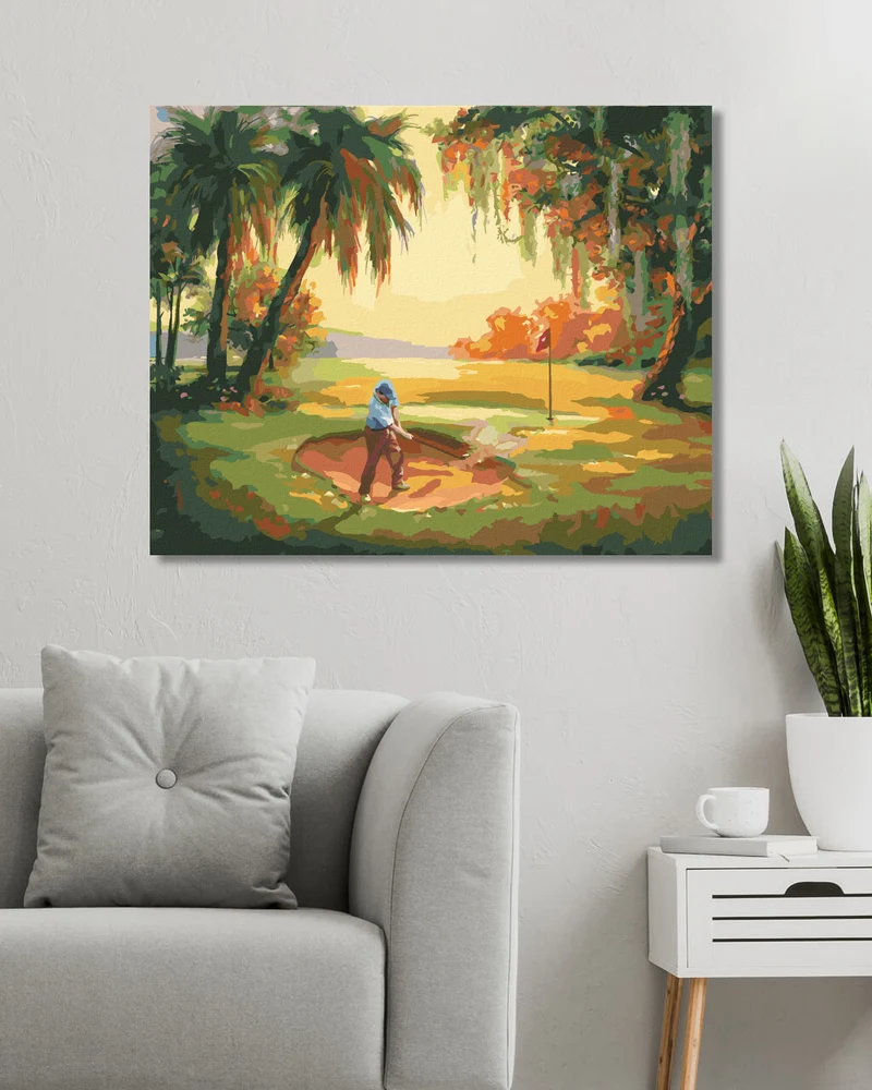 Diamond painting - GOLFER, DER AUS DEM BUNKER SPIELT (D. RUSTY RUST)