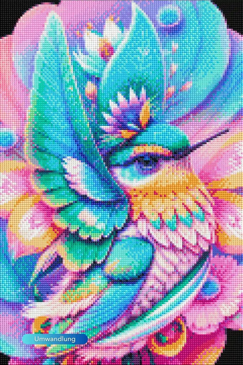 Diamond Painting - Kolibri im Blütenkelch