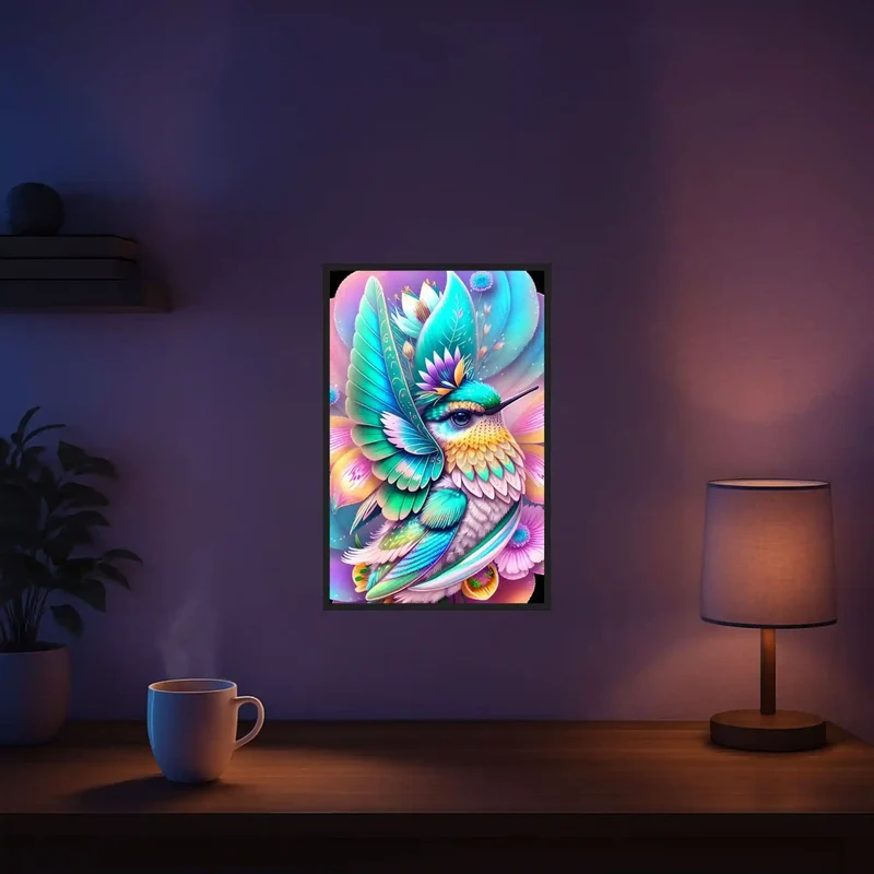 Diamond Painting - Kolibri im Blütenkelch