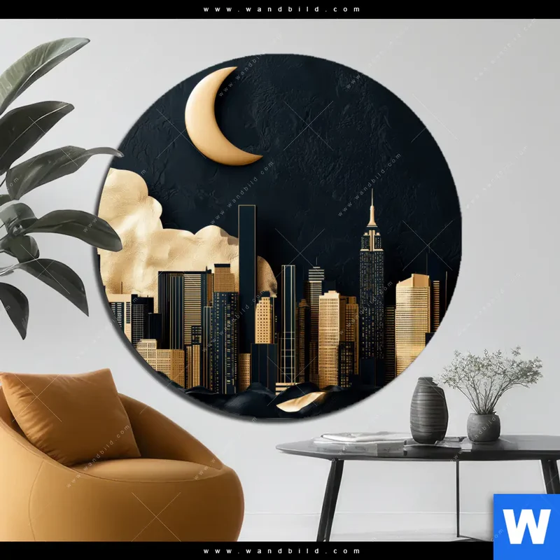 Alu-Dibond Bild | Golden City Dreams | Rund