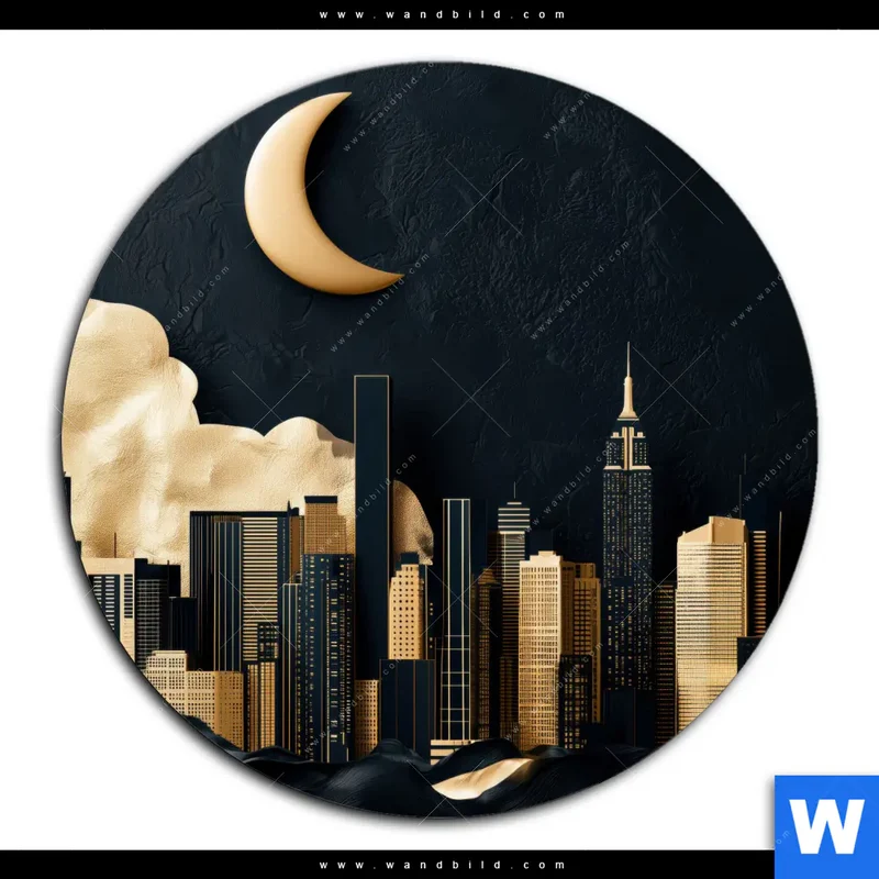 Alu-Dibond Bild | Golden City Dreams | Rund