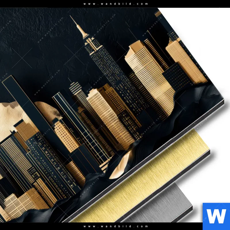 Aluminiumbild gebürstet | Golden City Dreams | Quadrat