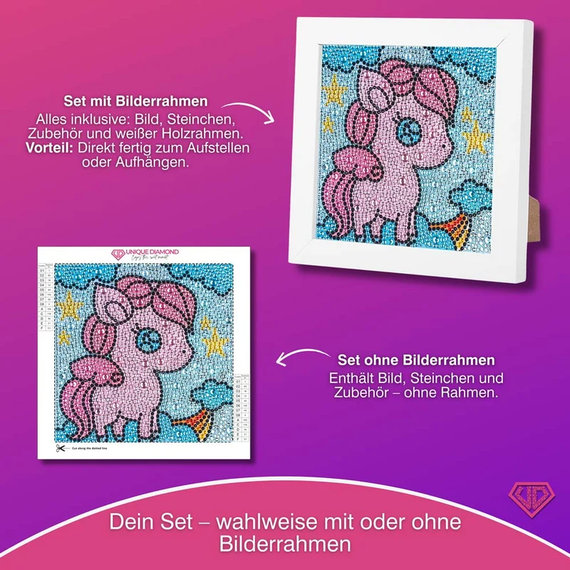 5D Diamond Painting Sternenschweif-Einhorn mit Strasssteinchen