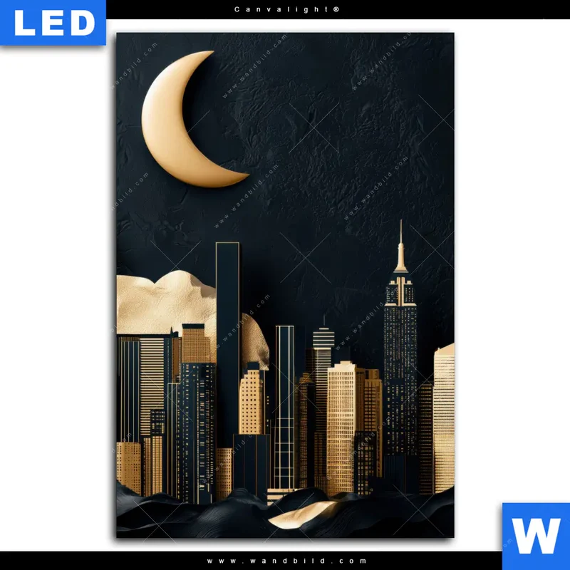 Canvalight® Leuchtbild | Golden City Dreams | Hochformat