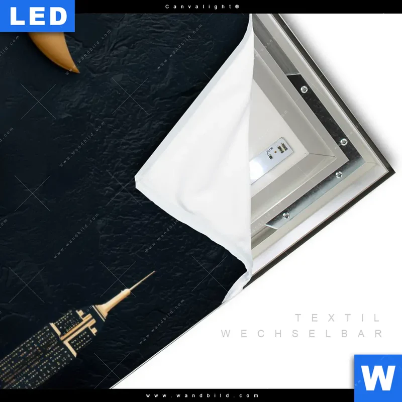 Canvalight® Leuchtbild | Golden City Dreams | Hochformat