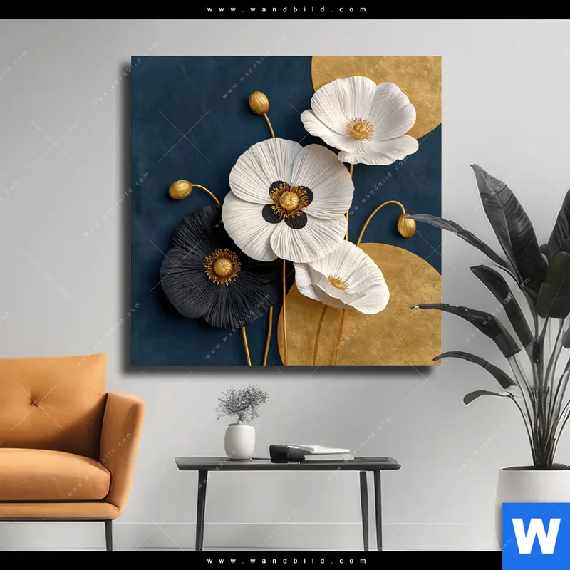 Leinwandbild | Golden Poppies | Quadrat