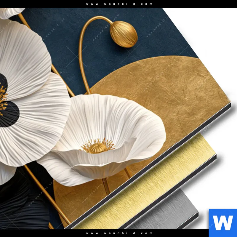 Aluminiumbild gebürstet | Golden Poppies | Querformat