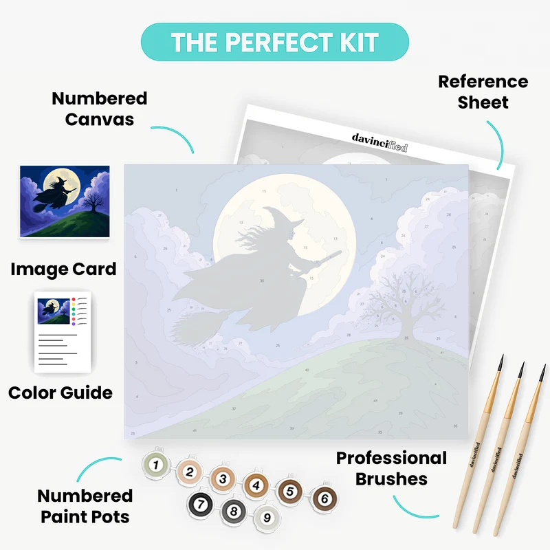 Witch Over the Moon - Paint by Numbers Kit