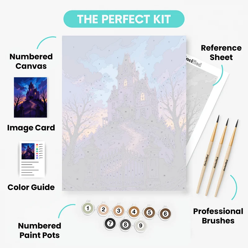 Haunted Hilltop Mansion - Paint by Numbers Kit