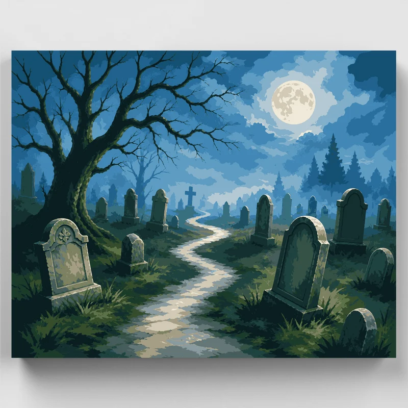 Foggy Cemetery Path - Paint by Numbers Kit