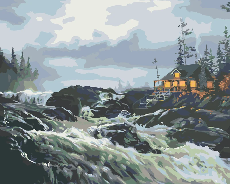 Diamond painting - HÜTTE AM FLOSS (D. RUSTY RUST)