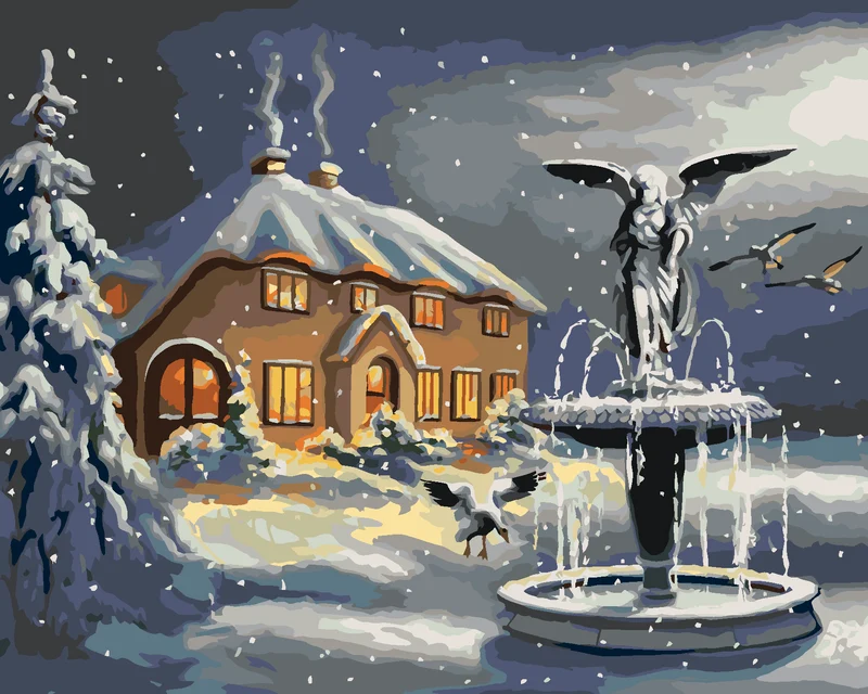 Diamond painting - SPRINGBRUNNEN IM WINTER (D. RUSTY RUST)