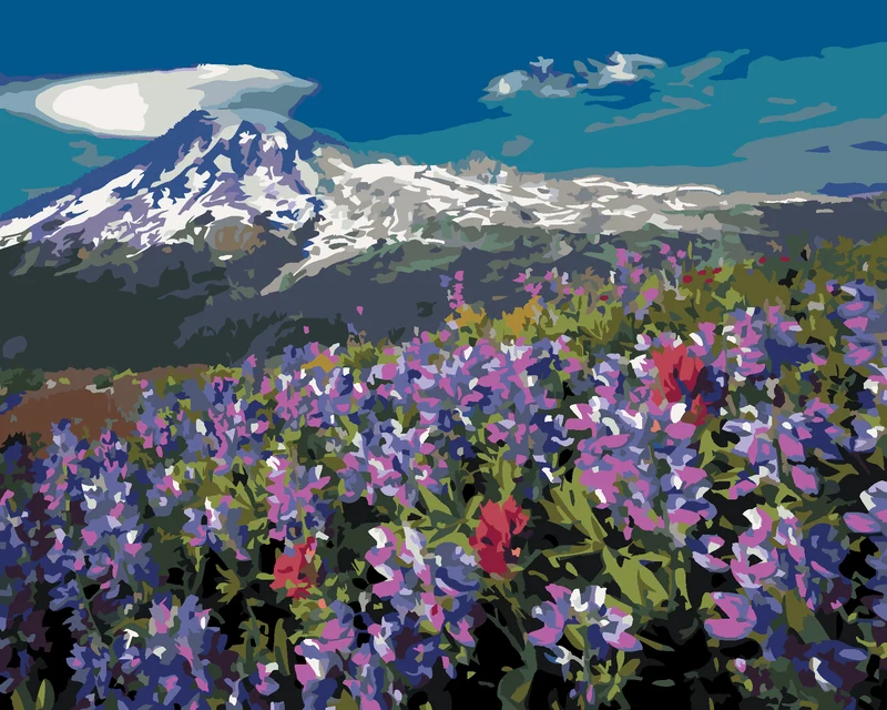 Diamond painting - LILA BLUMEN IN DEN BERGEN (DENNIS FRATES)