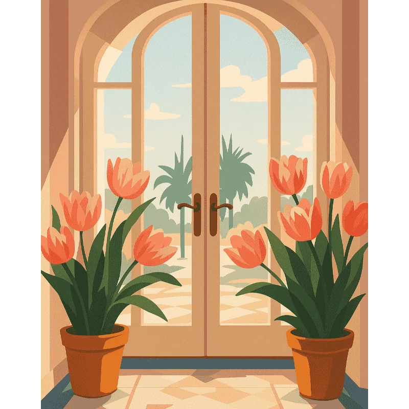 Tulpen vor der Tür