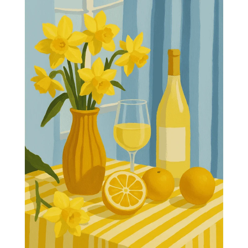 Zitronen, Wein und Blumen