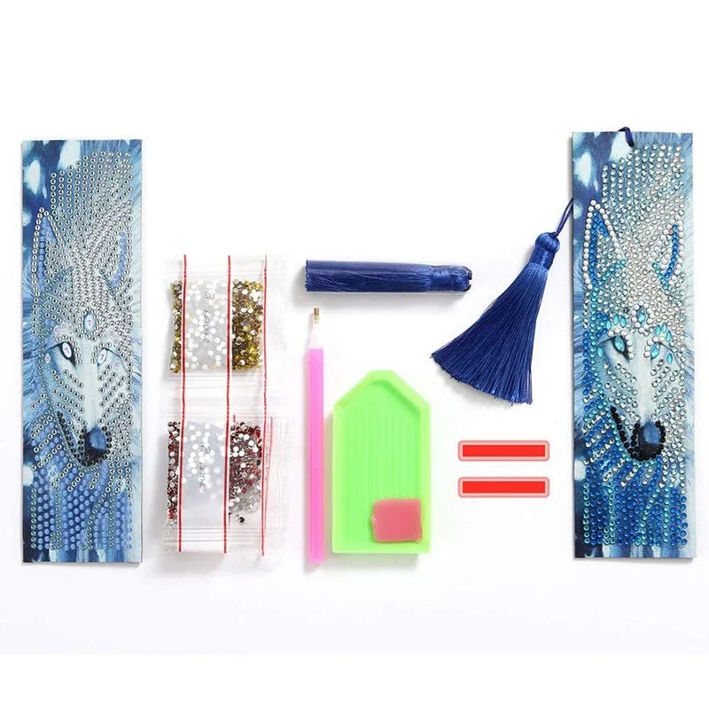 Diamond Painting Lesezeichen Wolf