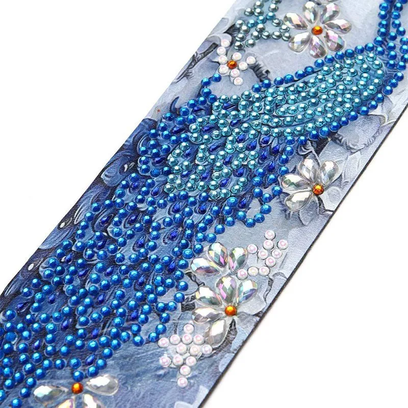 Diamond Painting Lesezeichen Blauer Pfau