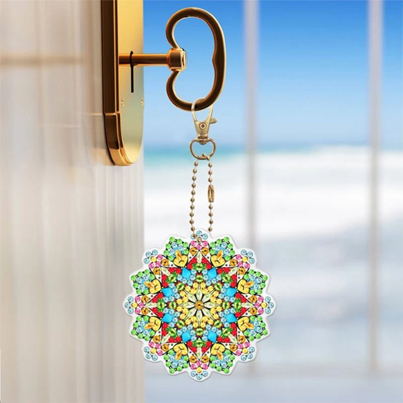 5D Diamond Painting Schlüsselanhänger Mandala Blumen 5 Stück