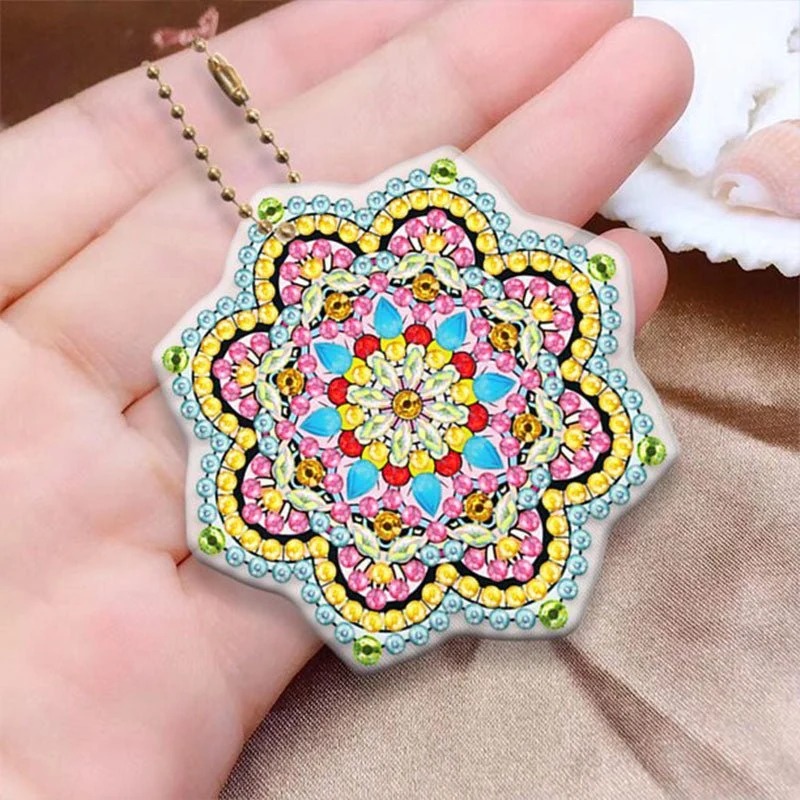5D Diamond Painting Schlüsselanhänger Mandala Blumen 5 Stück