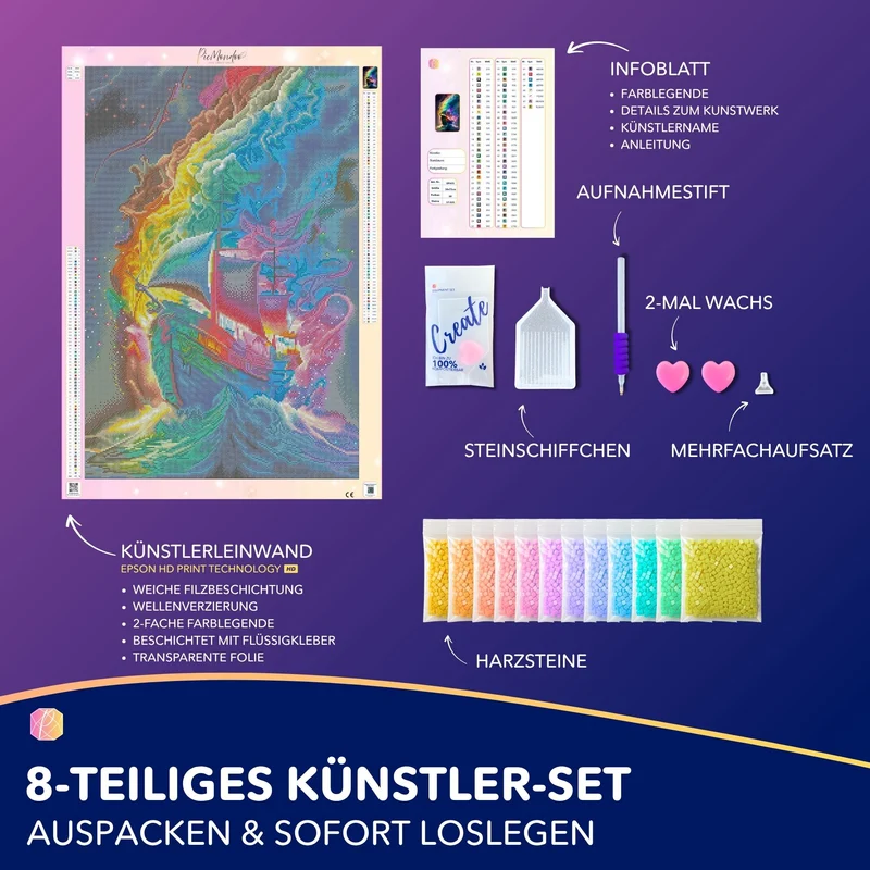 Diamond Painting Multi Special - Schiff im bunten Meer
