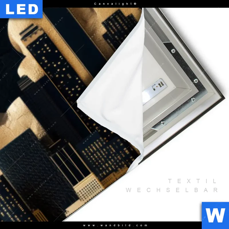Canvalight® Leuchtbild | Golden City Dreams | Panorama