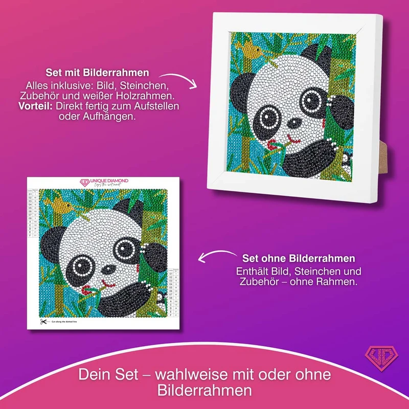 5D Diamond Painting Bambini der Bambus-Panda mit Strasssteinchen