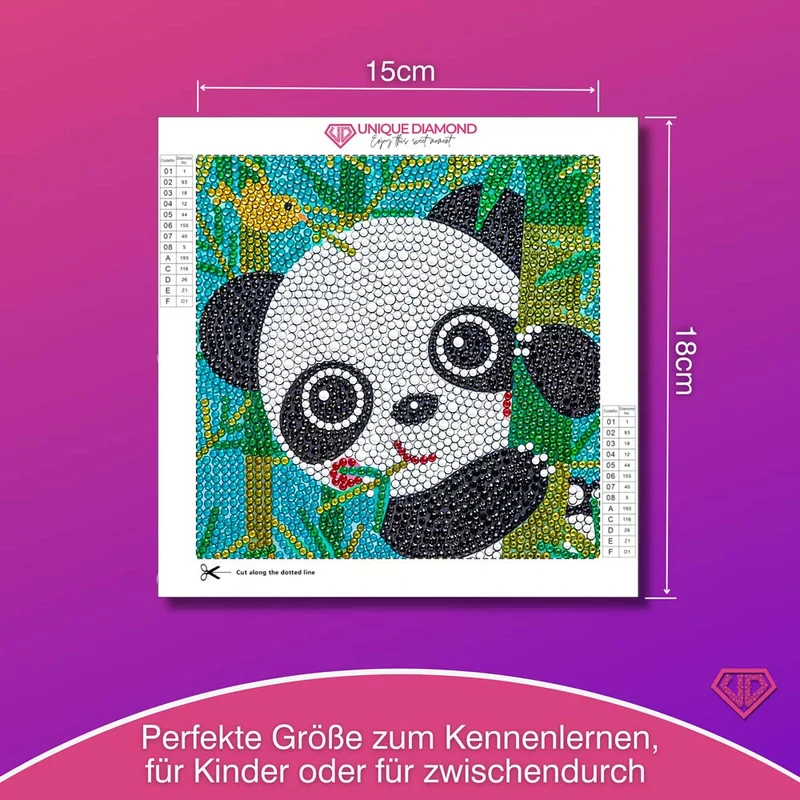 5D Diamond Painting Bambini der Bambus-Panda mit Strasssteinchen
