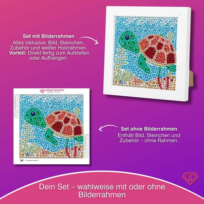 5D Diamond Painting Korallia die Meerschildkröte mit Strasssteinchen