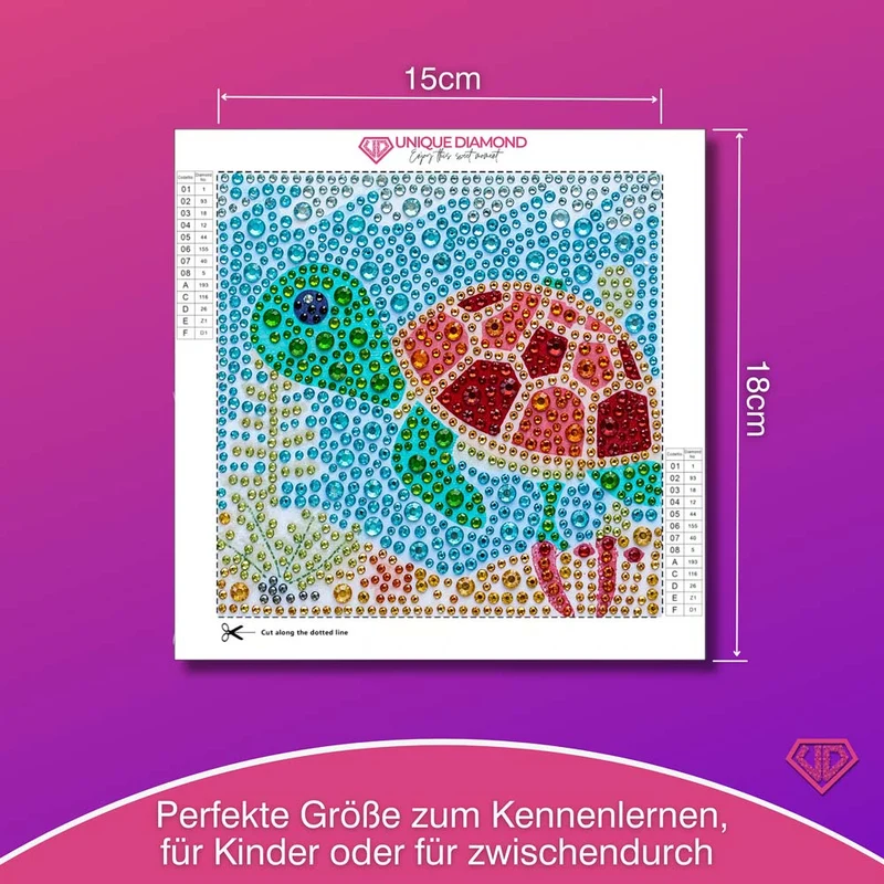 5D Diamond Painting Korallia die Meerschildkröte mit Strasssteinchen