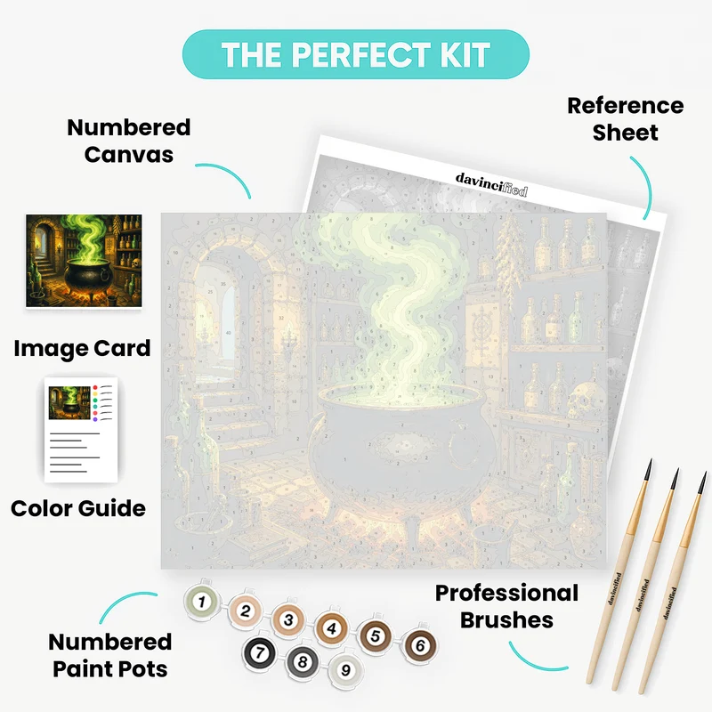 Witch's Bubbling Cauldron - Paint by Numbers Kit
