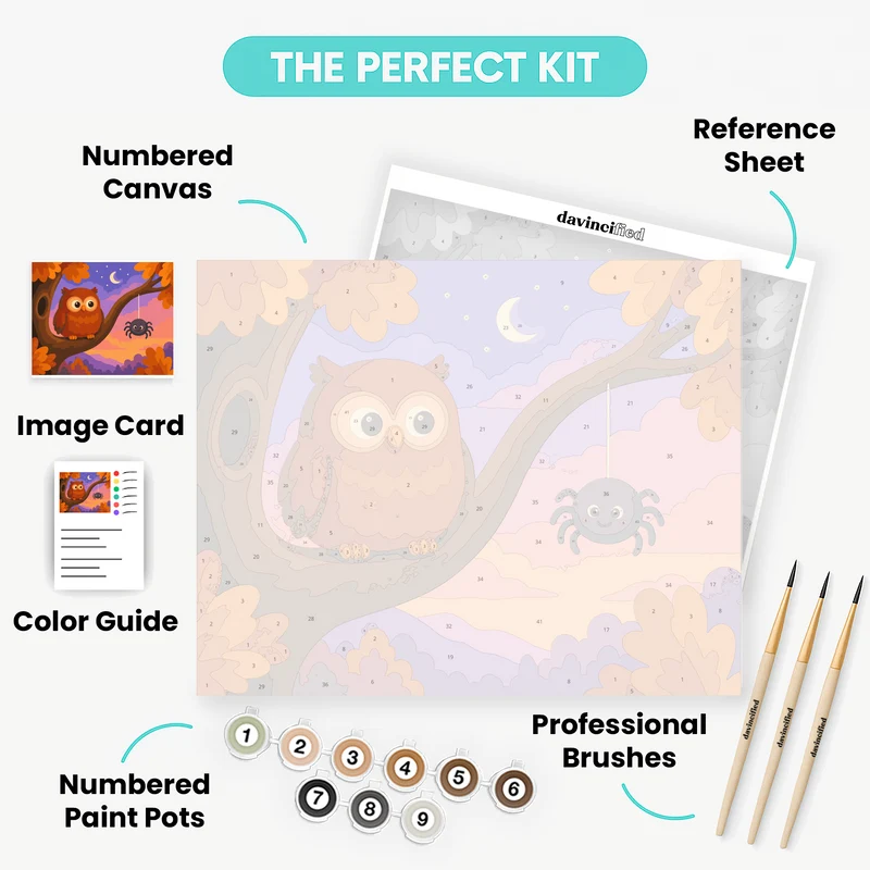 Owl & Spider Branch - Paint by Numbers Kit