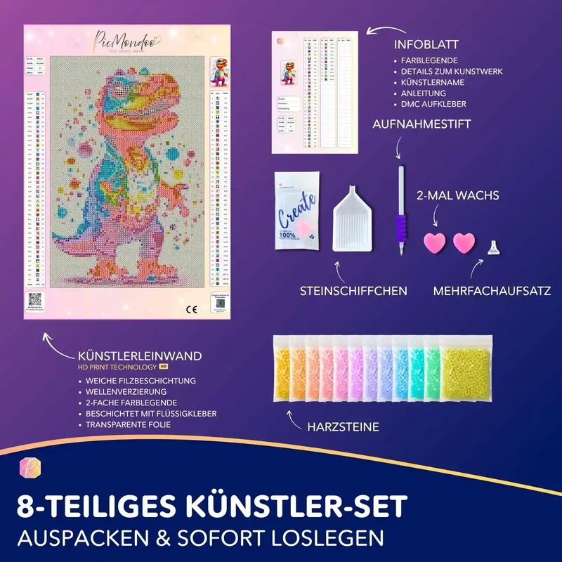 Diamond Painting Kids - Kunterbunter Dinosaurier