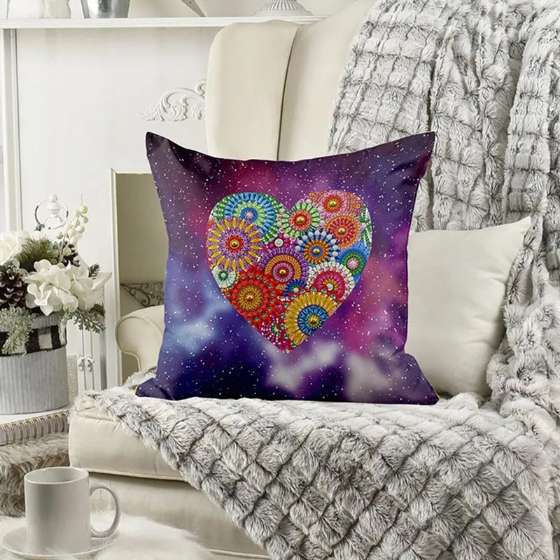 5D Diamond Painting Kissenbezug 30x30cm Mandala Herz