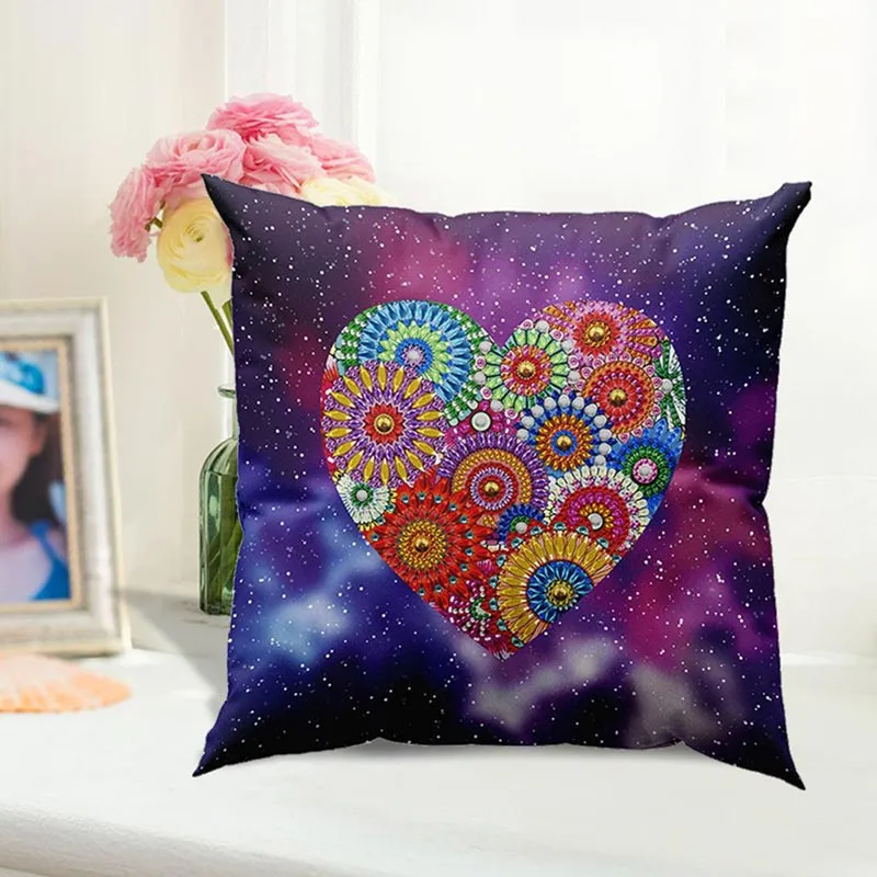 5D Diamond Painting Kissenbezug 30x30cm Mandala Herz