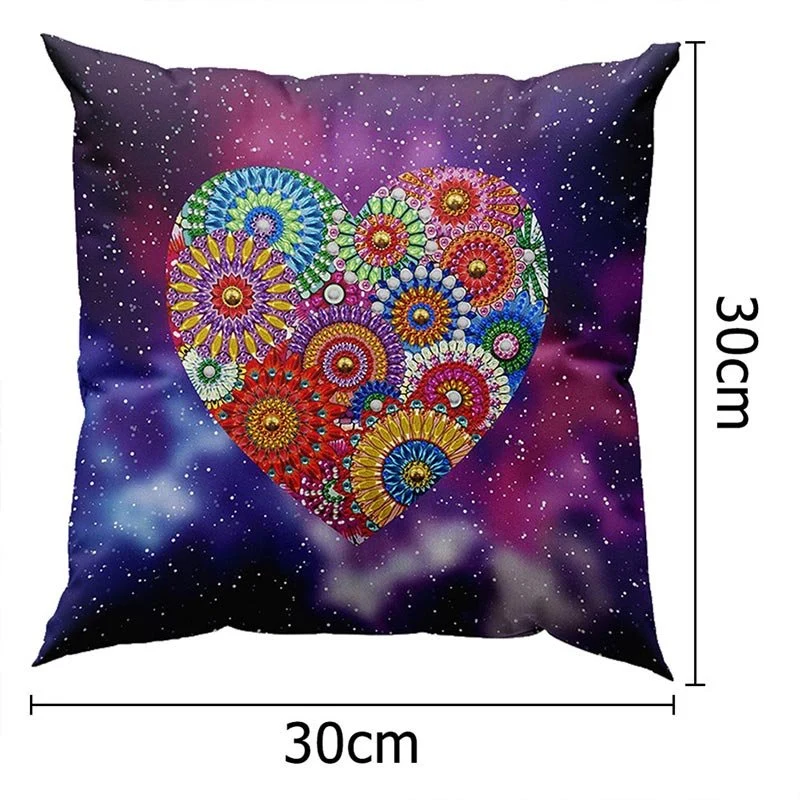 5D Diamond Painting Kissenbezug 30x30cm Mandala Herz