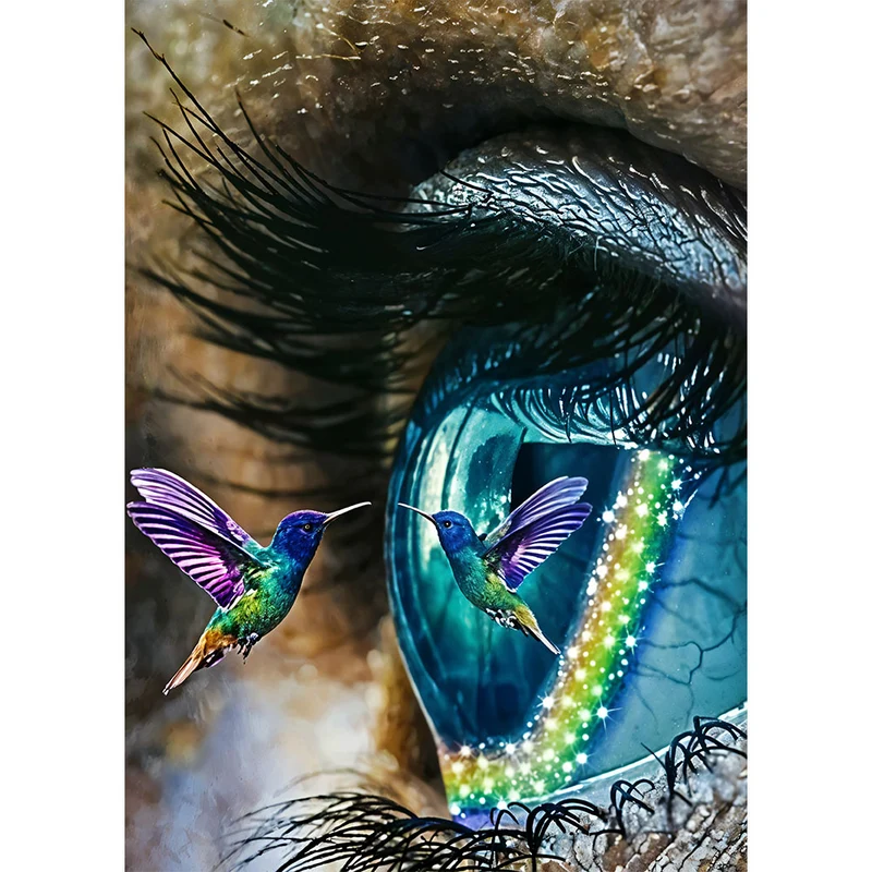 5D Diamond Painting – Auge mit Vogel