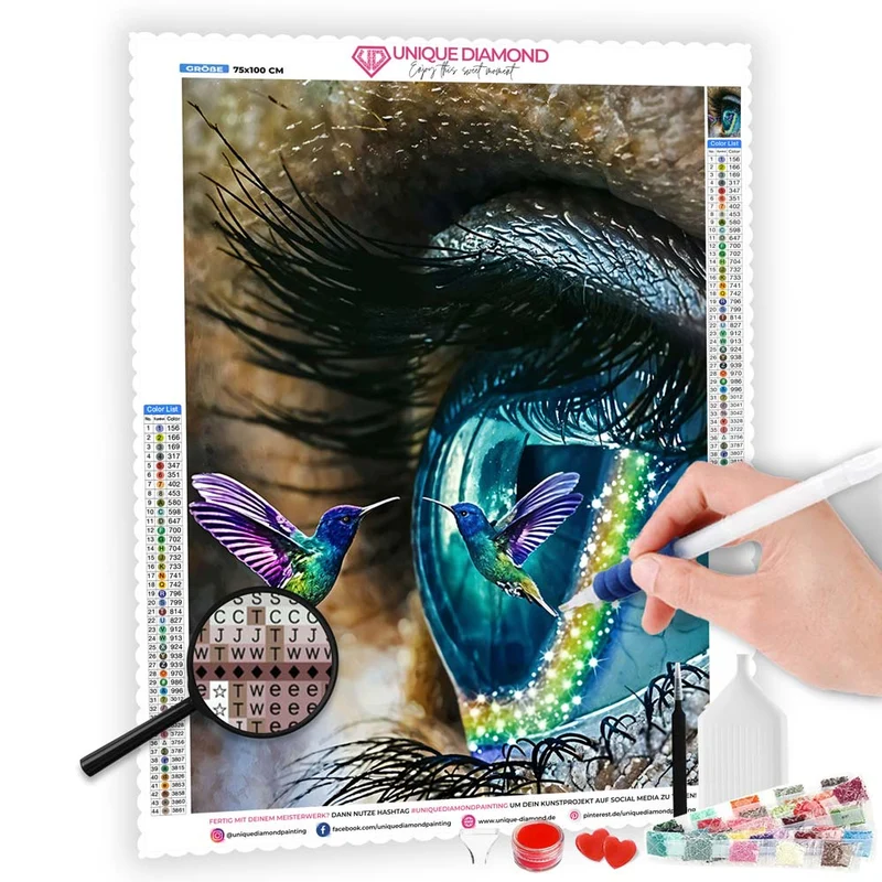 5D Diamond Painting – Auge mit Vogel