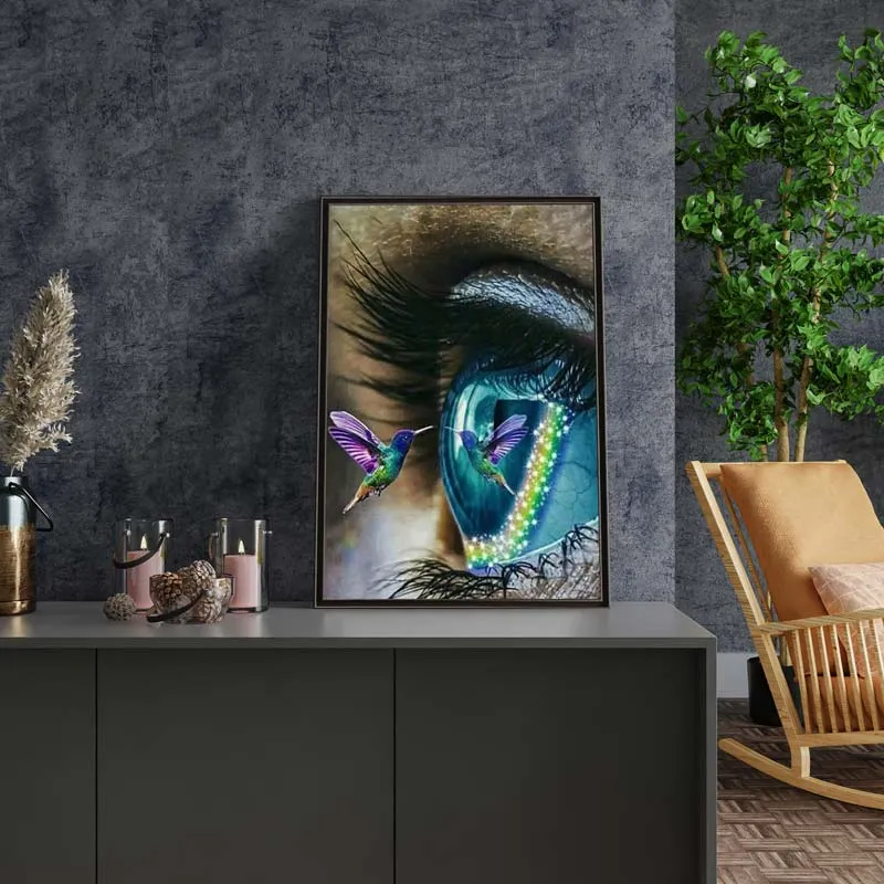 5D Diamond Painting – Auge mit Vogel