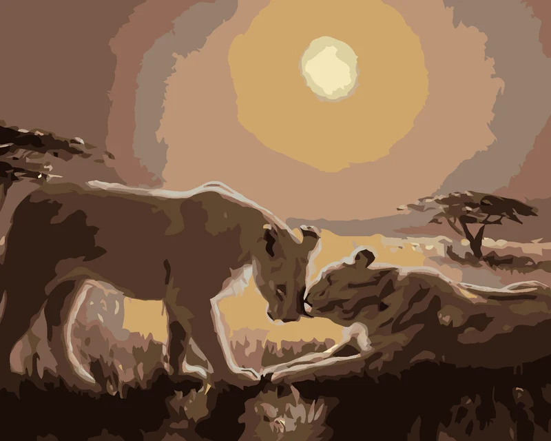 Diamond painting - ZWEI LÖWEN (D. RUSTY RUST)