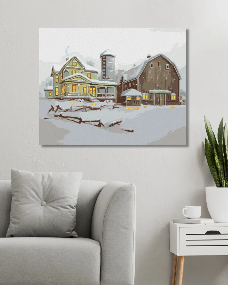 Diamond painting - HAUS MIT SCHEUNE IM WINTER (D. RUSTY RUST)
