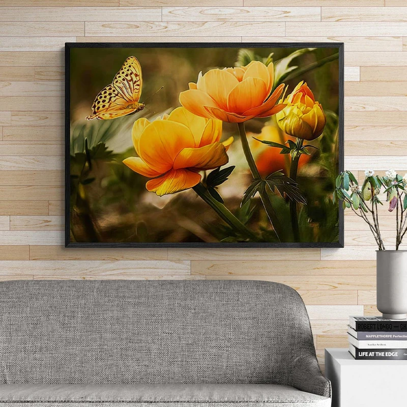 5D Diamond Painting – Schmetterling mit Blumen